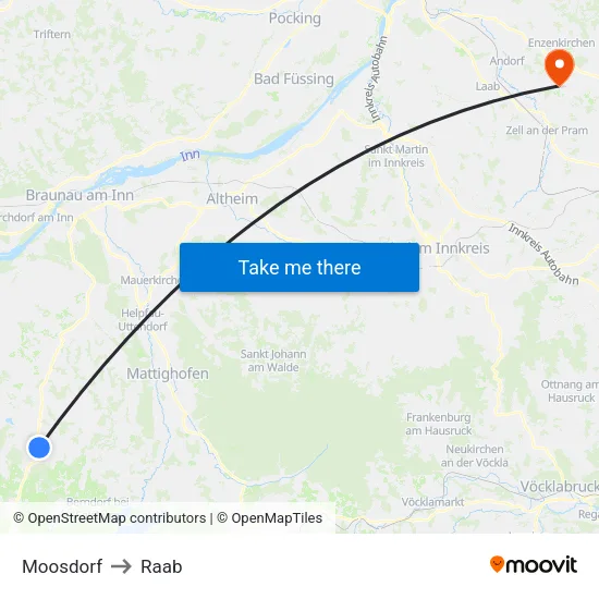 Moosdorf to Raab map