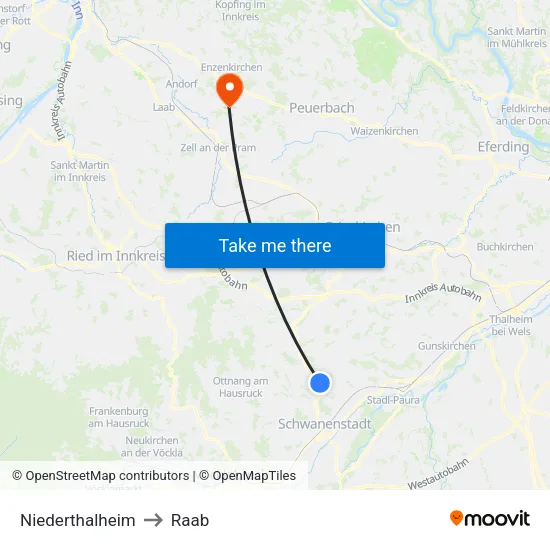Niederthalheim to Raab map