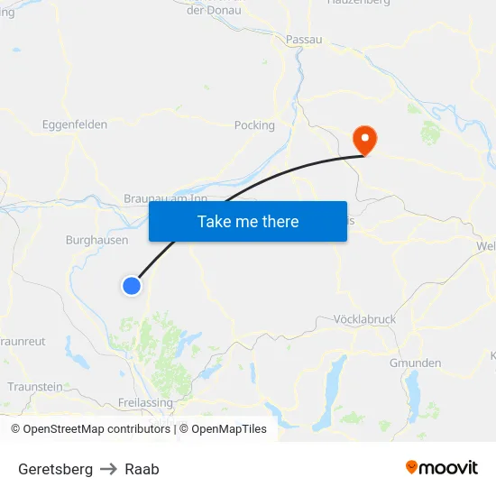 Geretsberg to Raab map