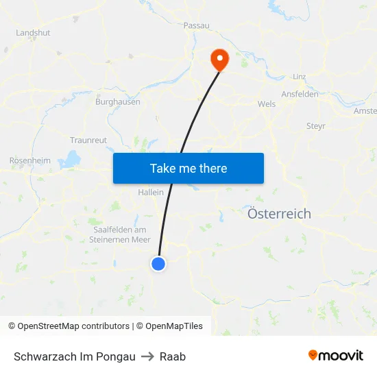 Schwarzach Im Pongau to Raab map