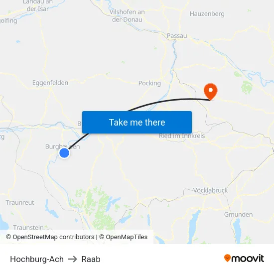 Hochburg-Ach to Raab map