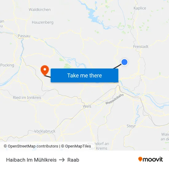 Haibach Im Mühlkreis to Raab map
