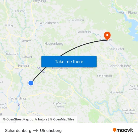 Schardenberg to Ulrichsberg map