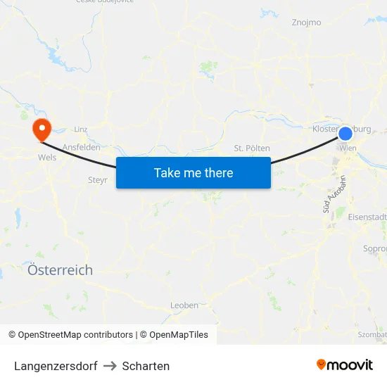 Langenzersdorf to Scharten map