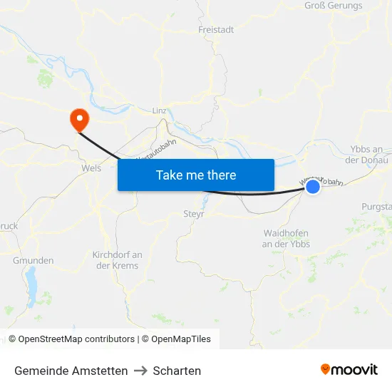 Gemeinde Amstetten to Scharten map
