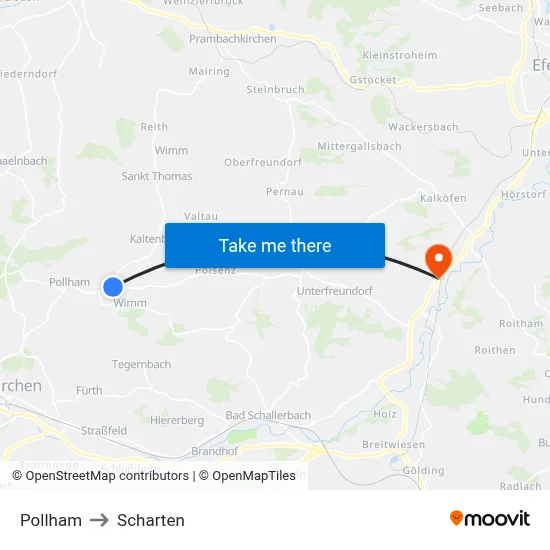 Pollham to Scharten map