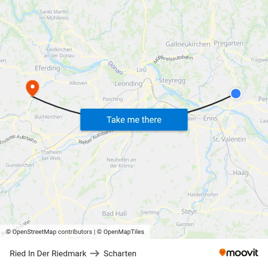 Ried In Der Riedmark to Scharten map