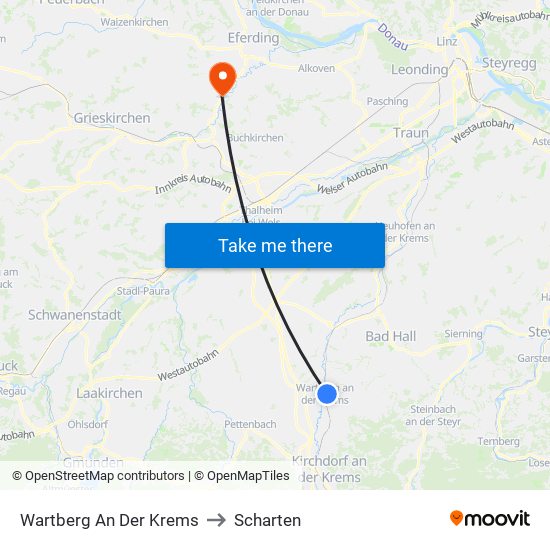 Wartberg An Der Krems to Scharten map