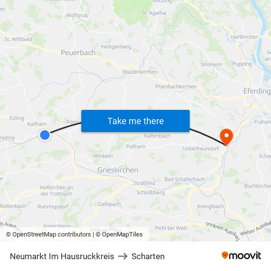 Neumarkt Im Hausruckkreis to Scharten map