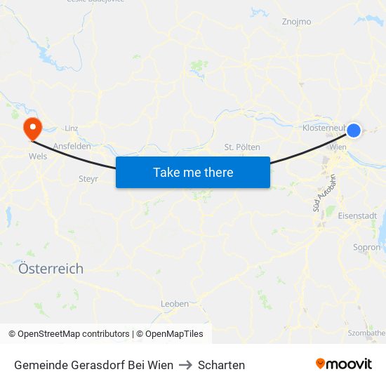 Gemeinde Gerasdorf Bei Wien to Scharten map