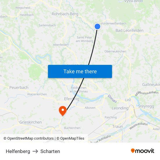 Helfenberg to Scharten map