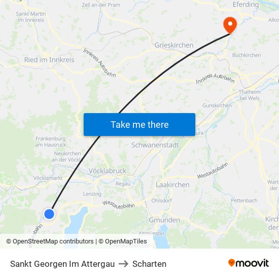 Sankt Georgen Im Attergau to Scharten map