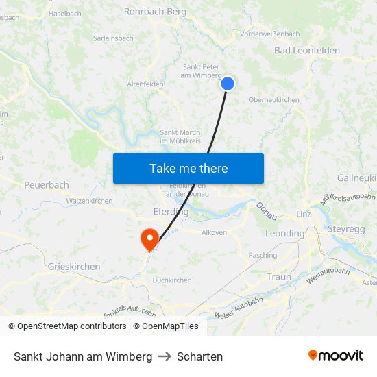 Sankt Johann am Wimberg to Scharten map