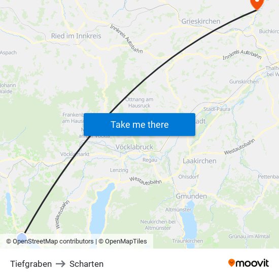 Tiefgraben to Scharten map