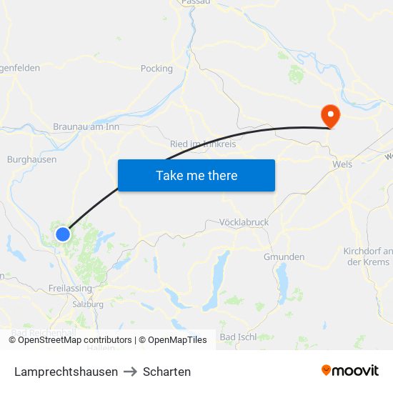 Lamprechtshausen to Scharten map