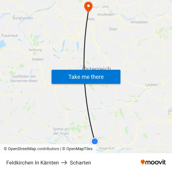 Feldkirchen In Kärnten to Scharten map