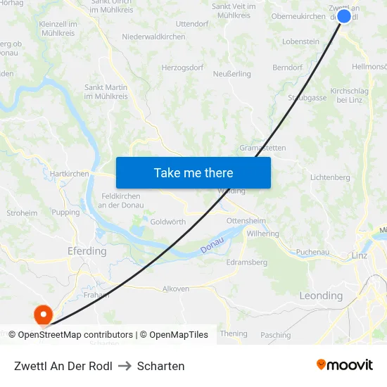 Zwettl An Der Rodl to Scharten map