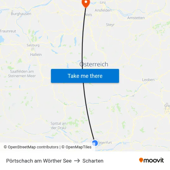 Pörtschach am Wörther See to Scharten map