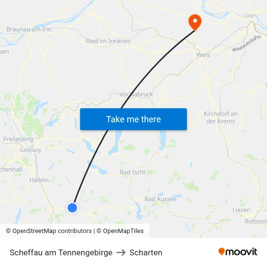 Scheffau am Tennengebirge to Scharten map