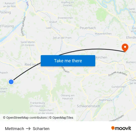 Mettmach to Scharten map