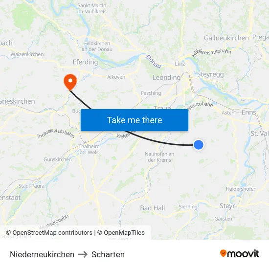 Niederneukirchen to Scharten map