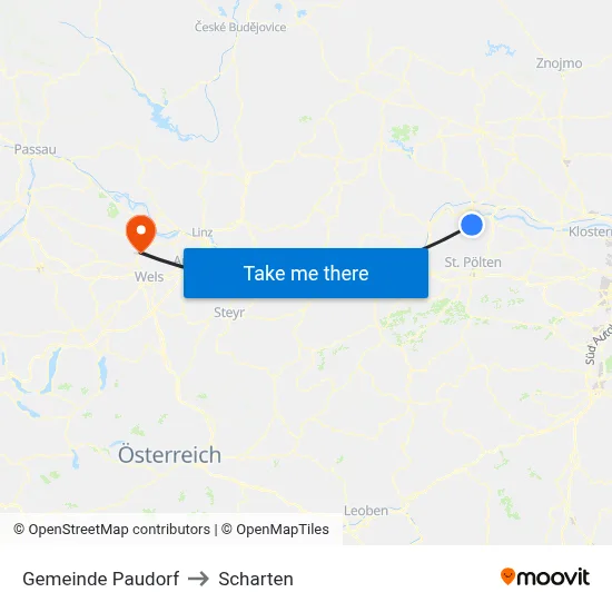 Gemeinde Paudorf to Scharten map