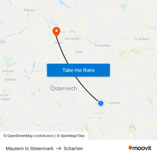 Mautern In Steiermark to Scharten map