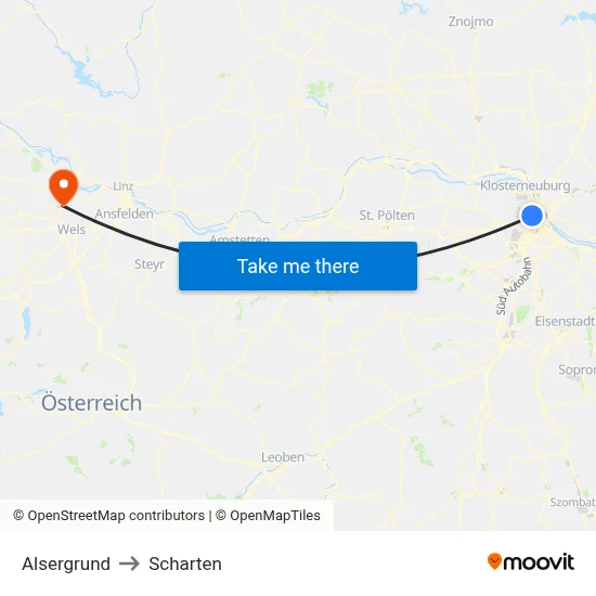 Alsergrund to Scharten map