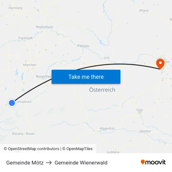 Gemeinde Mötz to Gemeinde Wienerwald map