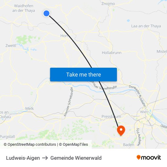 Ludweis-Aigen to Gemeinde Wienerwald map