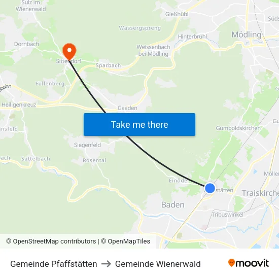Gemeinde Pfaffstätten to Gemeinde Wienerwald map