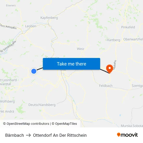 Bärnbach to Ottendorf An Der Rittschein map