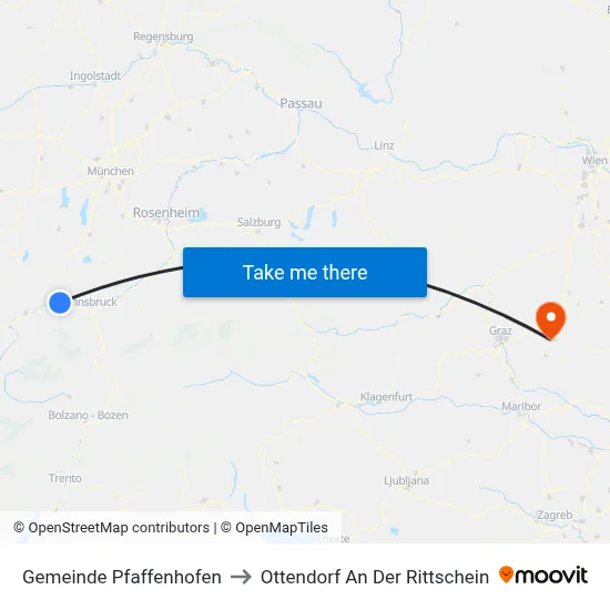 Gemeinde Pfaffenhofen to Ottendorf An Der Rittschein map