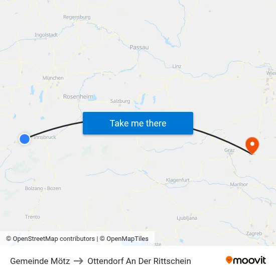 Gemeinde Mötz to Ottendorf An Der Rittschein map