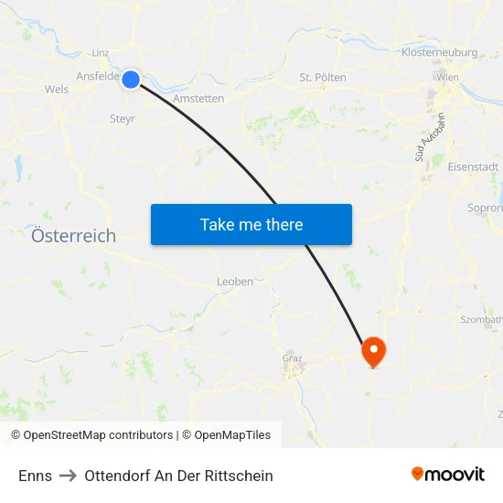Enns to Ottendorf An Der Rittschein map