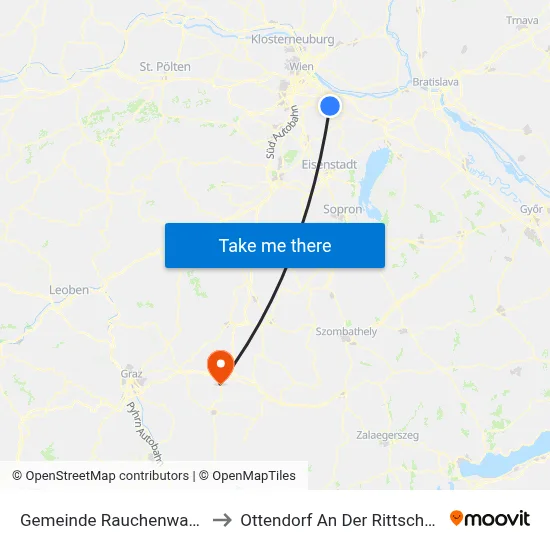 Gemeinde Rauchenwarth to Ottendorf An Der Rittschein map