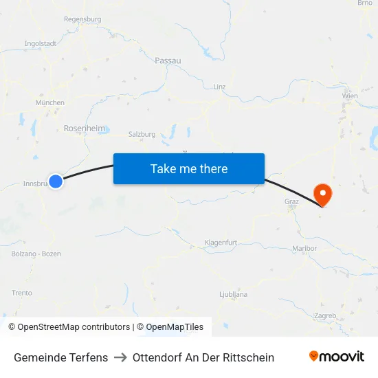 Gemeinde Terfens to Ottendorf An Der Rittschein map