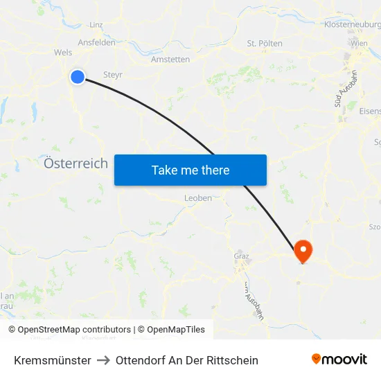 Kremsmünster to Ottendorf An Der Rittschein map