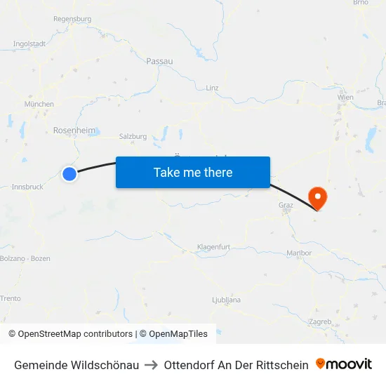 Gemeinde Wildschönau to Ottendorf An Der Rittschein map