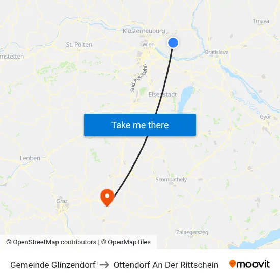 Gemeinde Glinzendorf to Ottendorf An Der Rittschein map