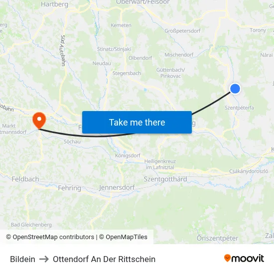 Bildein to Ottendorf An Der Rittschein map