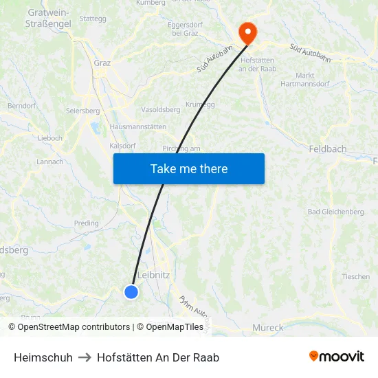 Heimschuh to Hofstätten An Der Raab map