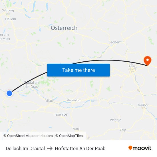 Dellach Im Drautal to Hofstätten An Der Raab map