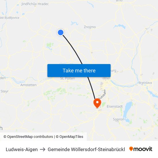Ludweis-Aigen to Gemeinde Wöllersdorf-Steinabrückl map