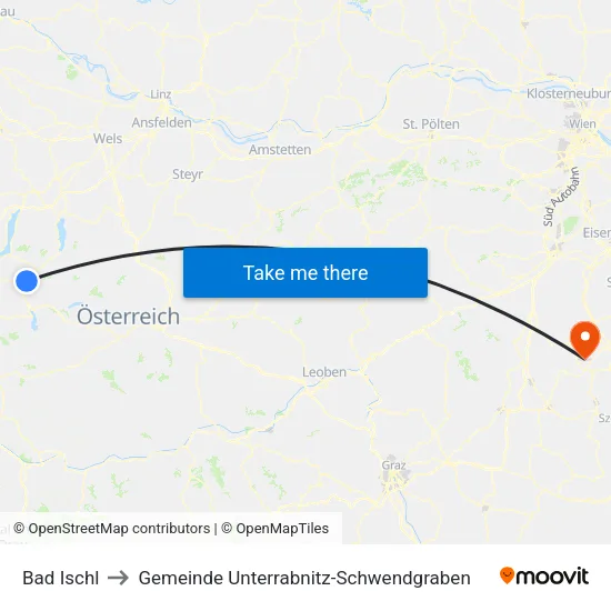 Bad Ischl to Gemeinde Unterrabnitz-Schwendgraben map