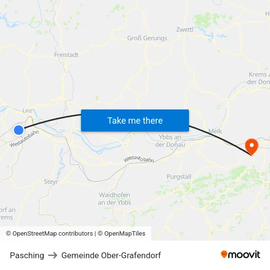 Pasching to Gemeinde Ober-Grafendorf map