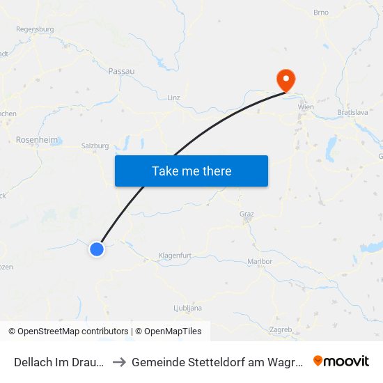 Dellach Im Drautal to Gemeinde Stetteldorf am Wagram map