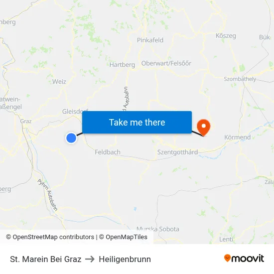 St. Marein Bei Graz to Heiligenbrunn map