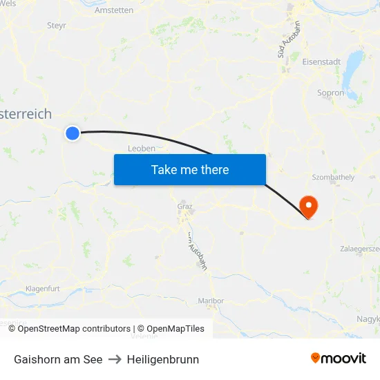Gaishorn am See to Heiligenbrunn map