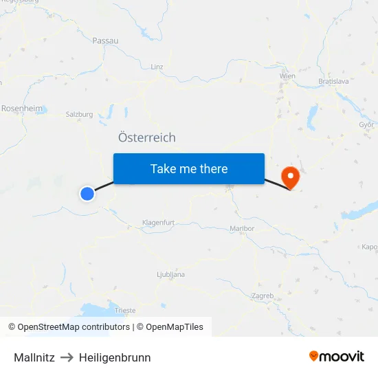 Mallnitz to Heiligenbrunn map